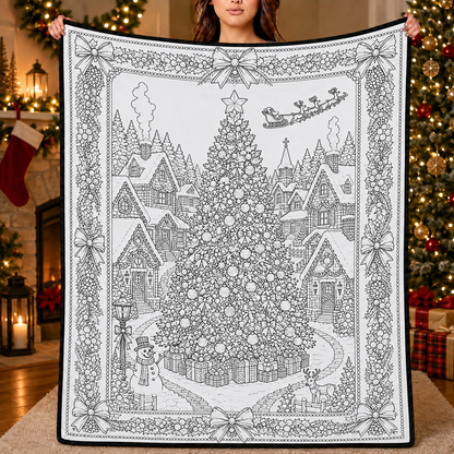 DIY Christmas Drawing Blanket with 24-Color Paint Markers – Customizable Plush Coloring Blanket