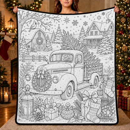 DIY Christmas Drawing Blanket with 24-Color Paint Markers – Customizable Plush Coloring Blanket