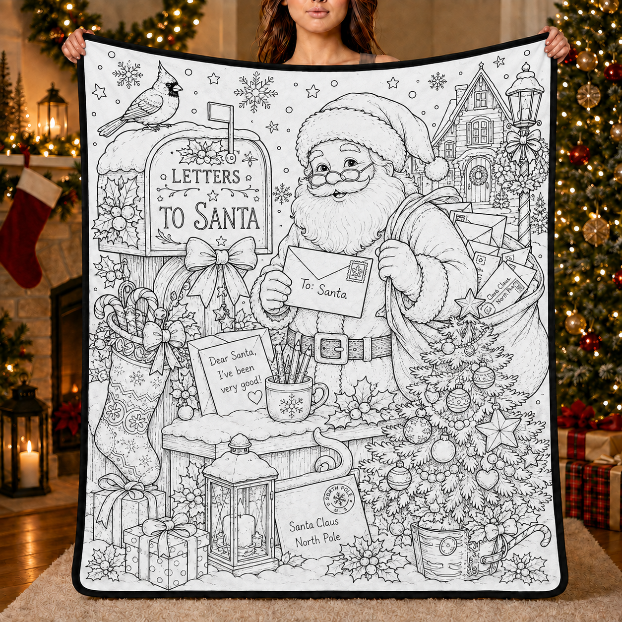 DIY Christmas Drawing Blanket with 24-Color Paint Markers – Customizable Plush Coloring Blanket