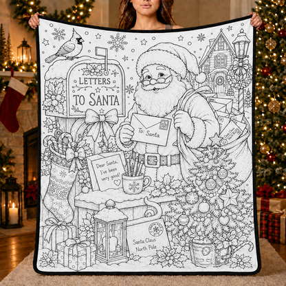 DIY Christmas Drawing Blanket with 24-Color Paint Markers – Customizable Plush Coloring Blanket