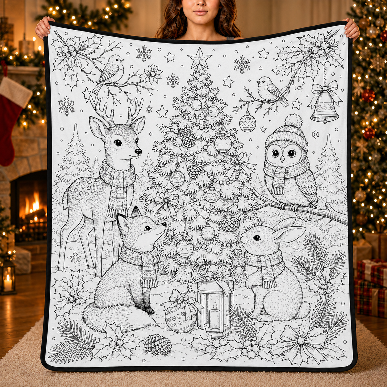 DIY Christmas Drawing Blanket with 24-Color Paint Markers – Customizable Plush Coloring Blanket