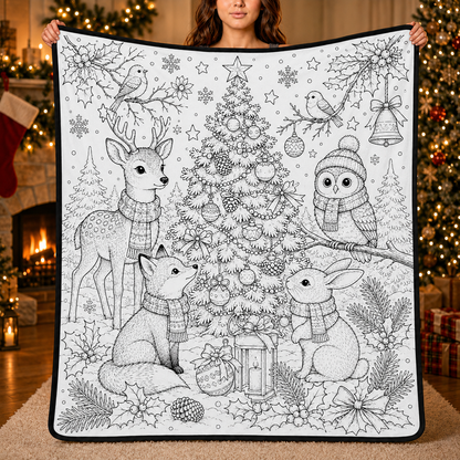 DIY Christmas Drawing Blanket with 24-Color Paint Markers – Customizable Plush Coloring Blanket