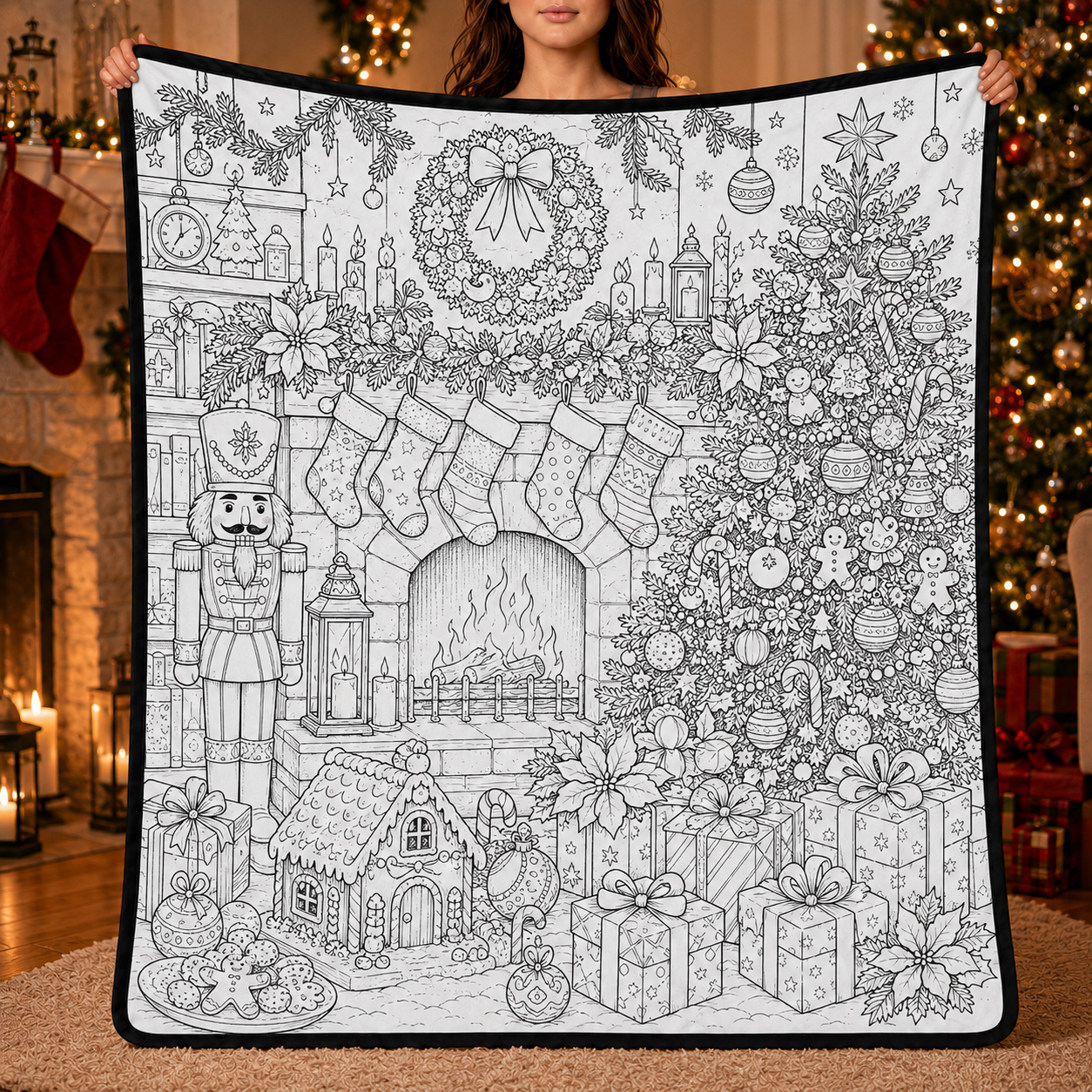 DIY Christmas Drawing Blanket with 24-Color Paint Markers – Customizable Plush Coloring Blanket
