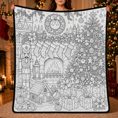 DIY Christmas Drawing Blanket with 24-Color Paint Markers – Customizable Plush Coloring Blanket