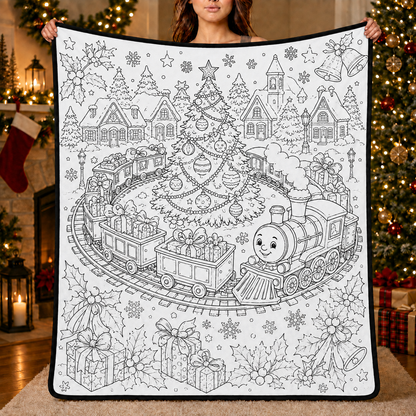 DIY Christmas Drawing Blanket with 24-Color Paint Markers – Customizable Plush Coloring Blanket