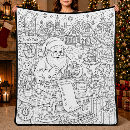 DIY Christmas Drawing Blanket with 24-Color Paint Markers – Customizable Plush Coloring Blanket