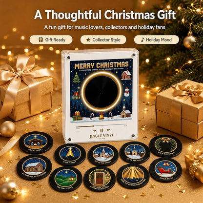 2027 New Magnetic Fridge Record Player, Christmas Magnetic Fridge Vinyl Music Box with 9 NFC Discs, Custom MP3 Mini Vinyl Record Player Magnet for Refrigerator