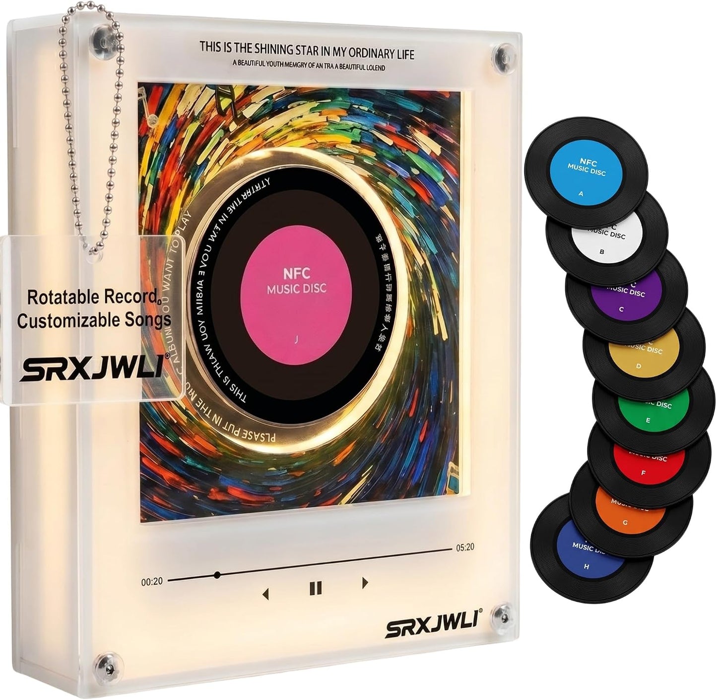 Magnetic Jukebox Fridge Music Magnet Player Record for Refrigerator Magnets Mini Vinyl Box Singing NFC with Set Frames Sensing Automatic Sticker Playing Frame Retro Rotating Discs