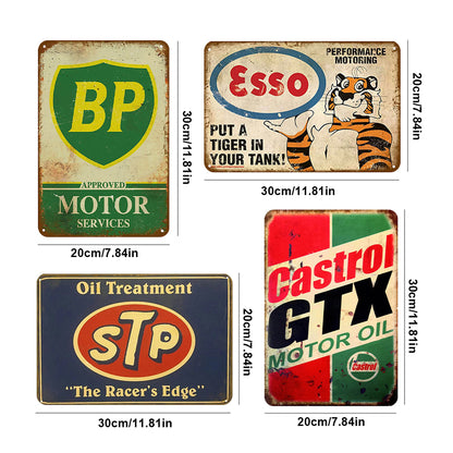 4pcs - Hot Oil Mix - Vintage Metal Signs(8*12Inch)