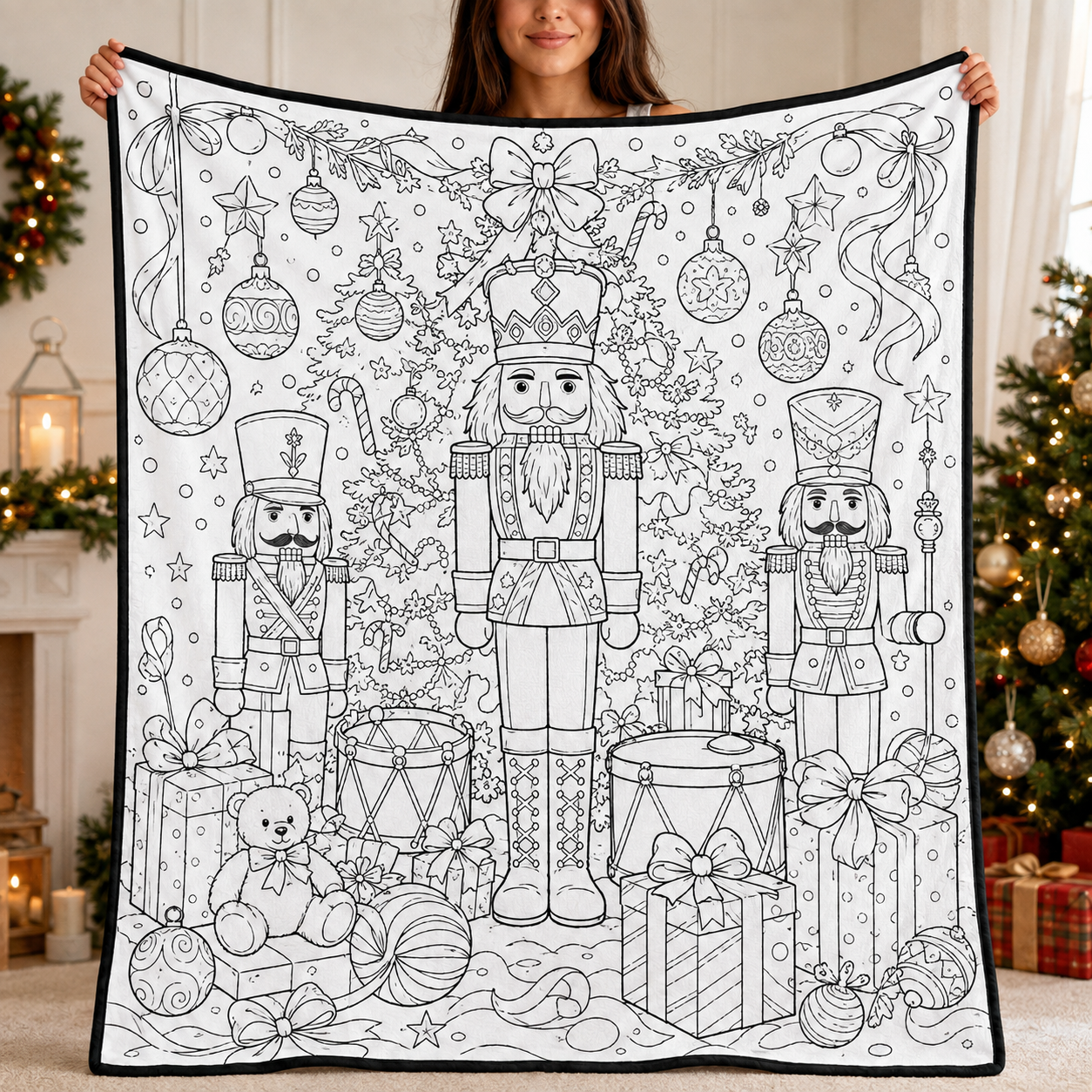 DIY Christmas Drawing Blanket with 24-Color Paint Markers – Customizable Plush Coloring Blanket