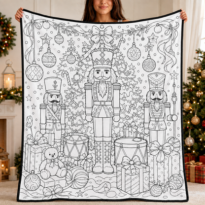 DIY Christmas Drawing Blanket with 24-Color Paint Markers – Customizable Plush Coloring Blanket