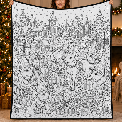 DIY Christmas Drawing Blanket with 24-Color Paint Markers – Customizable Plush Coloring Blanket