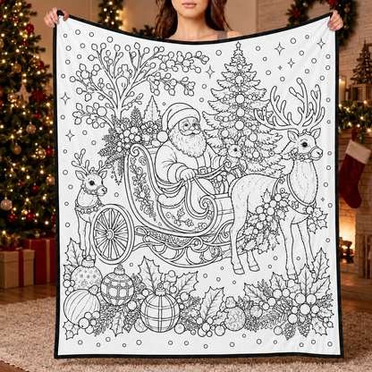 DIY Christmas Drawing Blanket with 24-Color Paint Markers – Customizable Plush Coloring Blanket