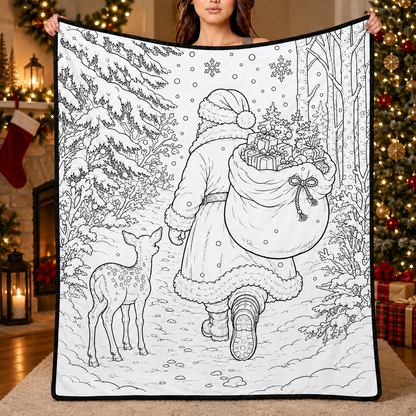DIY Christmas Drawing Blanket with 24-Color Paint Markers – Customizable Plush Coloring Blanket