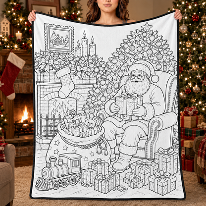 DIY Christmas Drawing Blanket with 24-Color Paint Markers – Customizable Plush Coloring Blanket