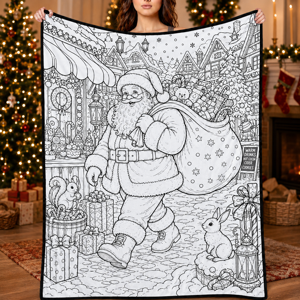 DIY Christmas Drawing Blanket with 24-Color Paint Markers – Customizable Plush Coloring Blanket