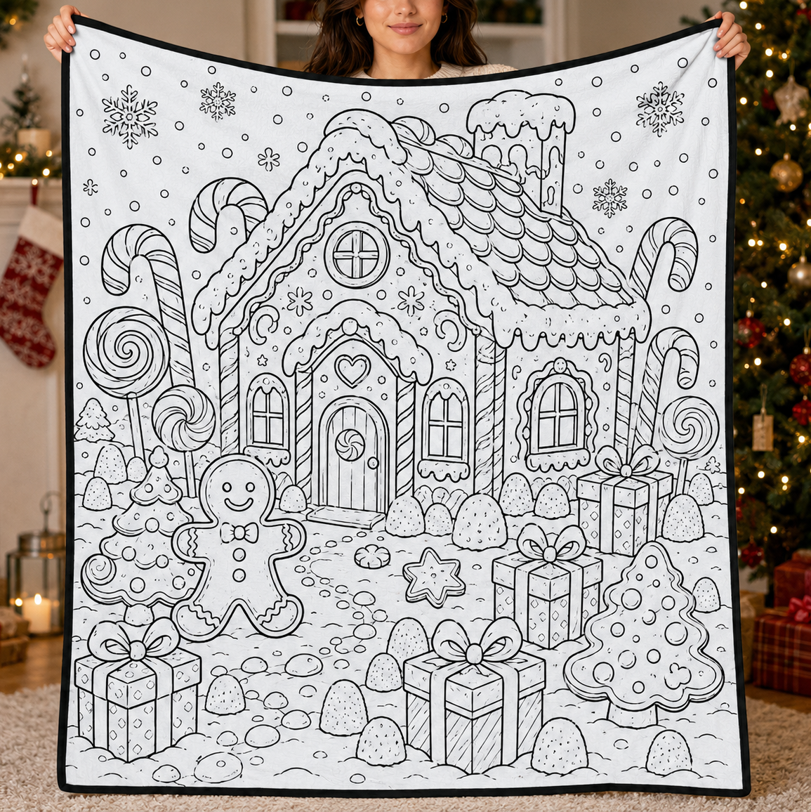 DIY Christmas Drawing Blanket with 24-Color Paint Markers – Customizable Plush Coloring Blanket