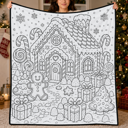 DIY Christmas Drawing Blanket with 24-Color Paint Markers – Customizable Plush Coloring Blanket