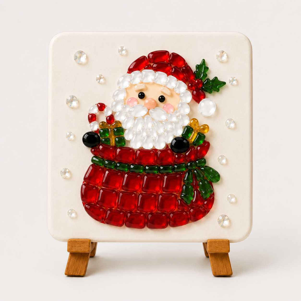 Christmas Acrylic Mosaic DIY Craft Kit with Wooden Display Stand