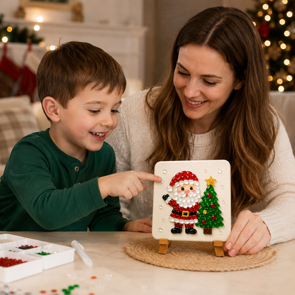 Christmas Acrylic Mosaic DIY Craft Kit with Wooden Display Stand