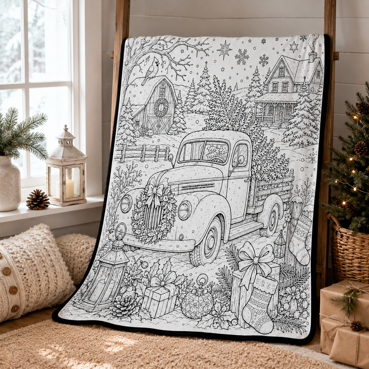 DIY Christmas Drawing Blanket with 24-Color Paint Markers – Customizable Plush Coloring Blanket
