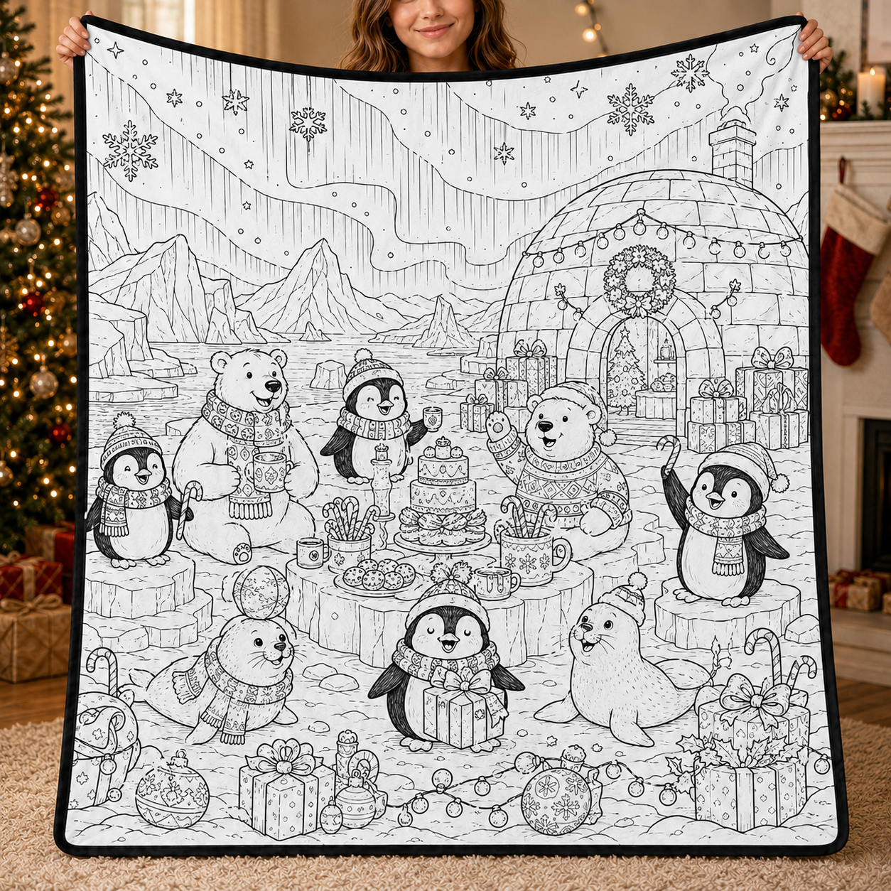 DIY Christmas Drawing Blanket with 24-Color Paint Markers – Customizable Plush Coloring Blanket