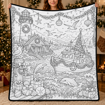 DIY Christmas Drawing Blanket with 24-Color Paint Markers – Customizable Plush Coloring Blanket
