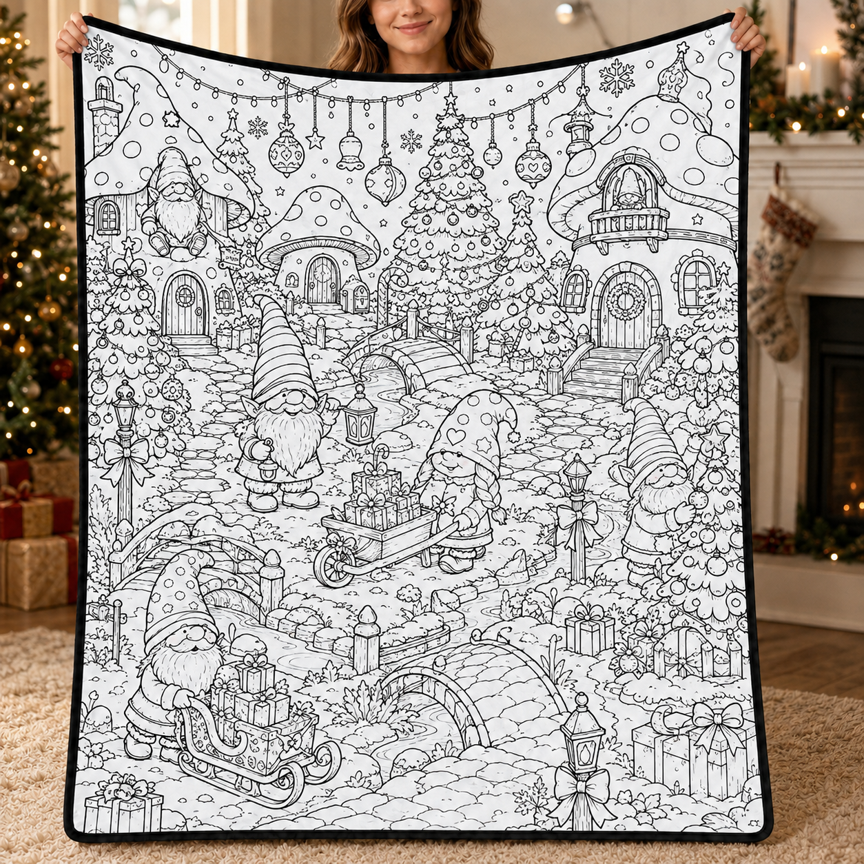 DIY Christmas Drawing Blanket with 24-Color Paint Markers – Customizable Plush Coloring Blanket