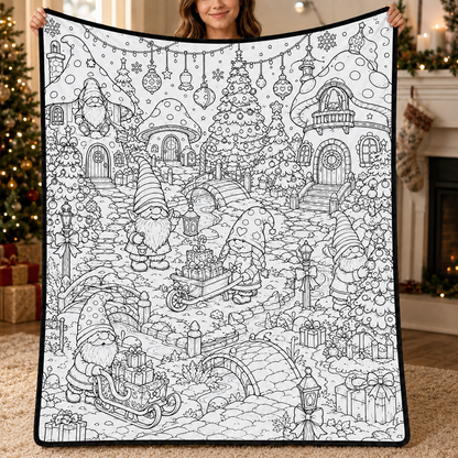 DIY Christmas Drawing Blanket with 24-Color Paint Markers – Customizable Plush Coloring Blanket