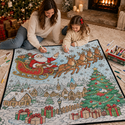 DIY Christmas Drawing Blanket with 24-Color Paint Markers – Customizable Plush Coloring Blanket
