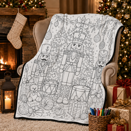 DIY Christmas Drawing Blanket with 24-Color Paint Markers – Customizable Plush Coloring Blanket
