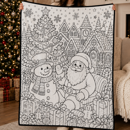 DIY Christmas Drawing Blanket with 24-Color Paint Markers – Customizable Plush Coloring Blanket