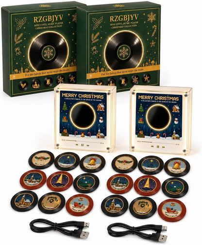 Christmas Vinyl Player Fridge Record NFC Magnetic Music Box Set