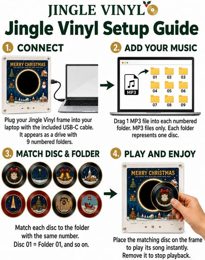 Christmas Vinyl Player Fridge Record NFC Magnetic Music Box Set