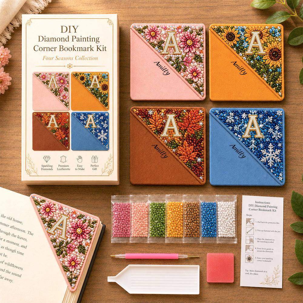 Personalized Initial Four Seasons Diamond Painting Corner Bookmark Kit