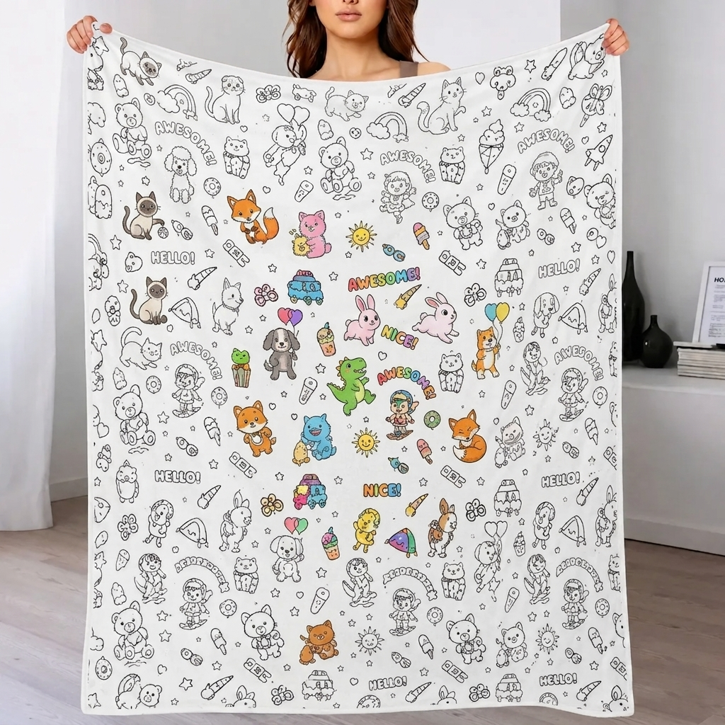 DIY Drawing Blanket – Customizable Plush Doodle & Coloring Blanket
