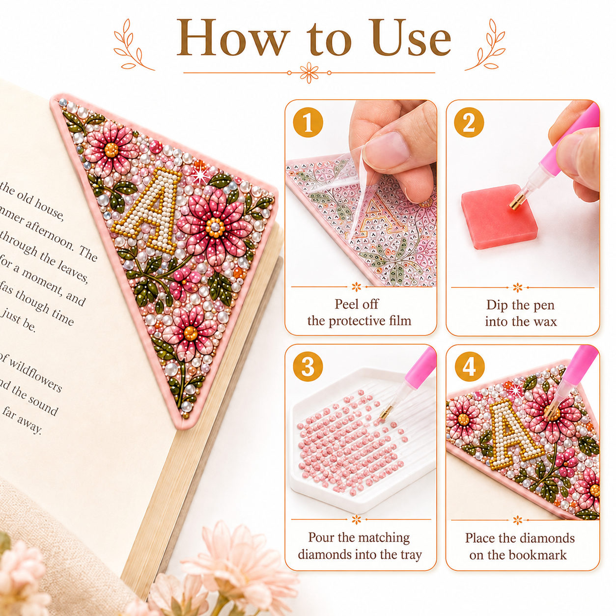 Personalized Initial Four Seasons Diamond Painting Corner Bookmark Kit
