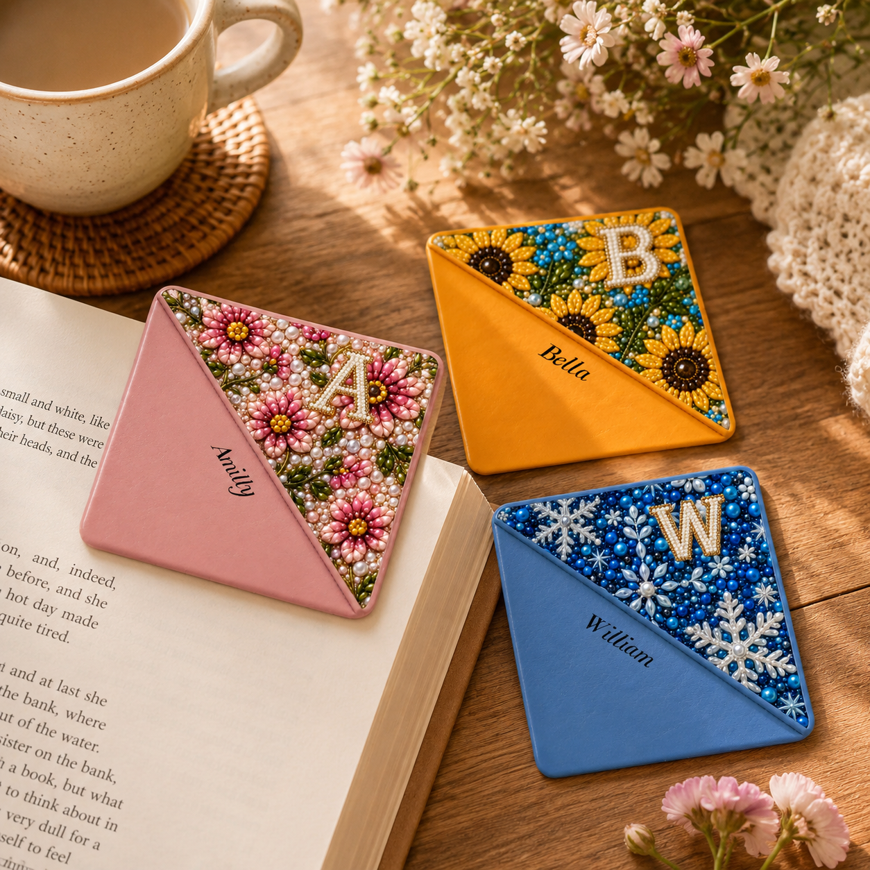 Personalized Initial Four Seasons Diamond Painting Corner Bookmark Kit