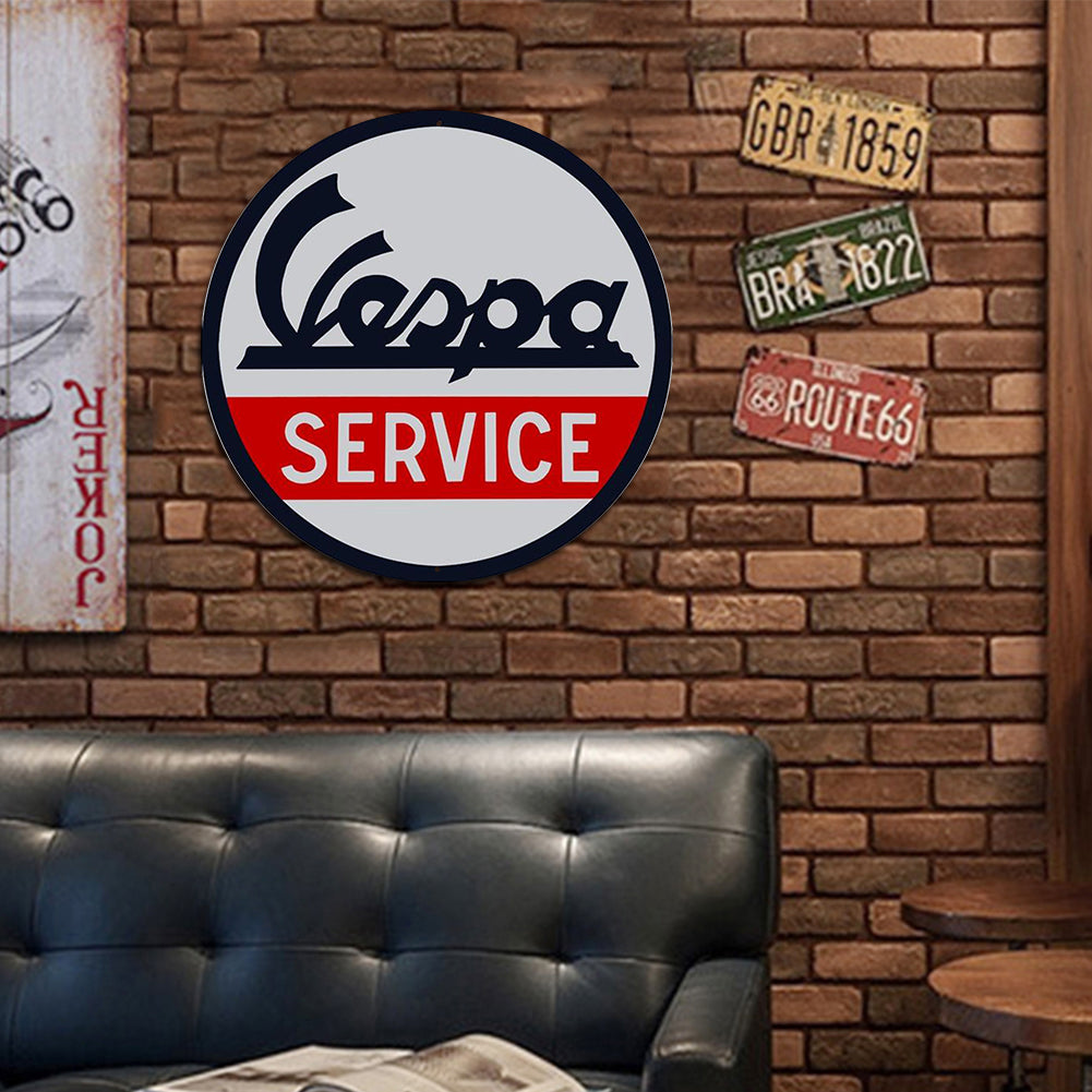 Vespa Service - Round Metal Tin Signs(12*12Inch) - Vehicle