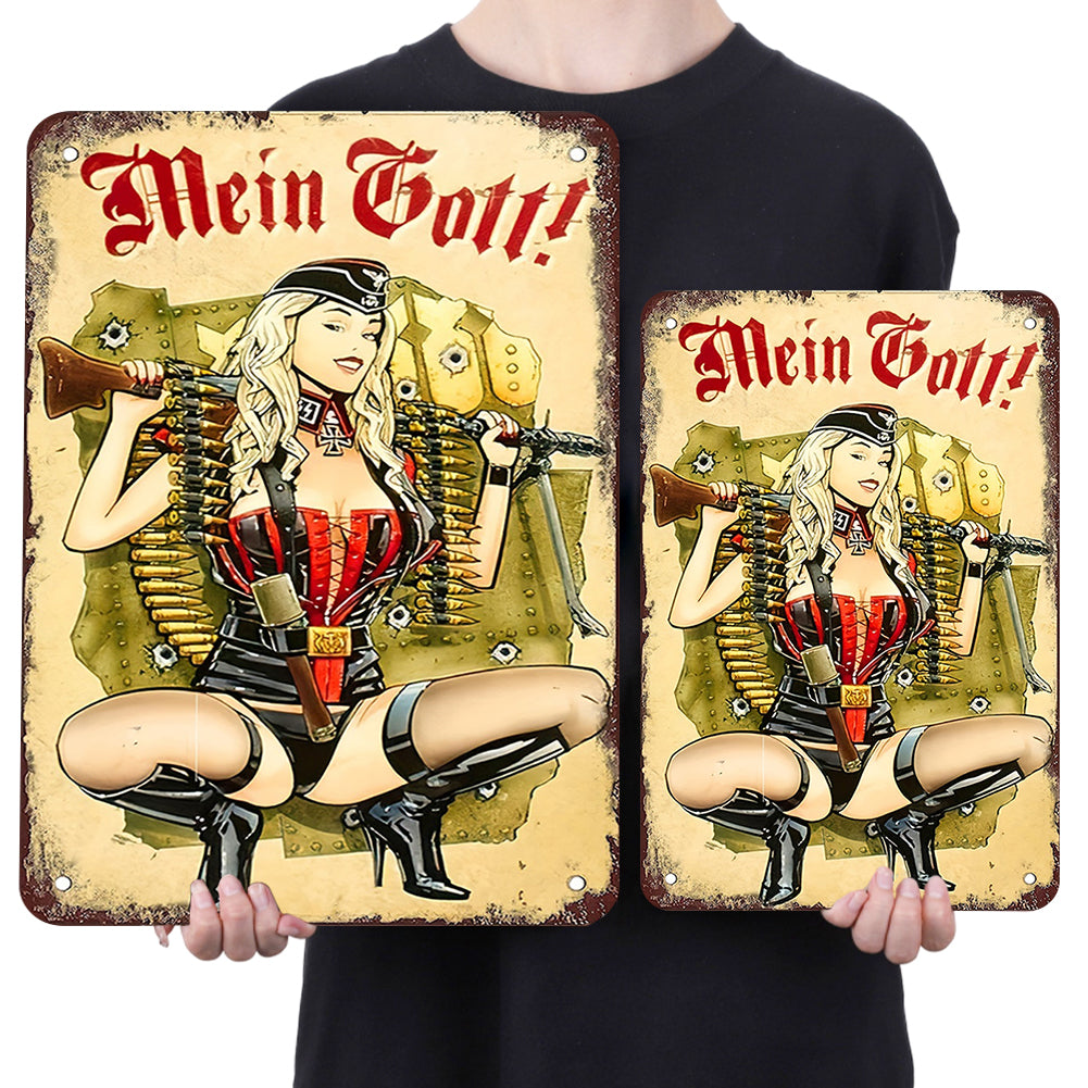 WWII German Gunner Girl - Metal Tin Signs(8*12Inch/12*16Inch)