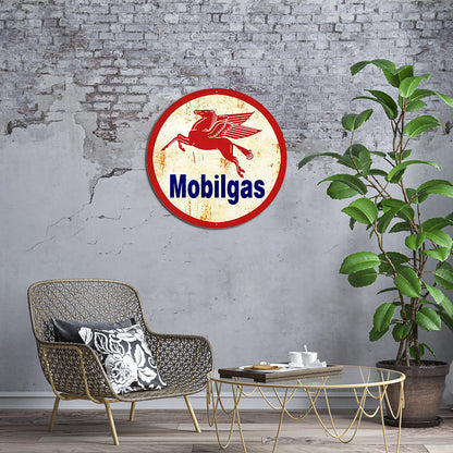 Mobilgas Gas Station - Round Metal Tin Signs(12*12Inch)