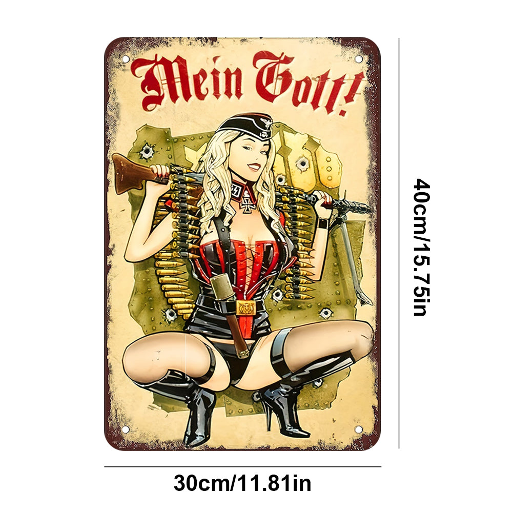 WWII German Gunner Girl - Metal Tin Signs(8*12Inch/12*16Inch)