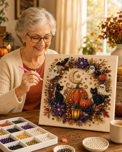 Halloween Ghost Pearl Art DIY Kit – Spooky 3D Diamond Painting