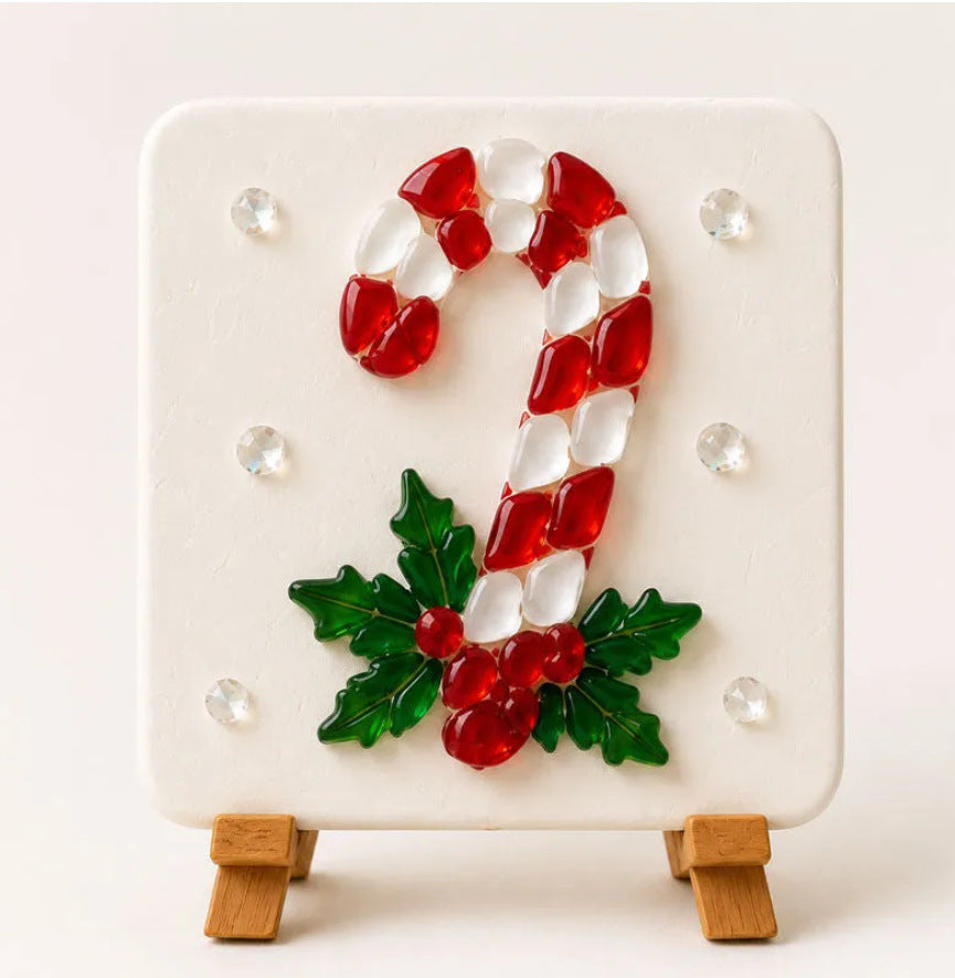 Christmas Acrylic Mosaic DIY Craft Kit with Wooden Display Stand
