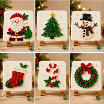 Christmas Acrylic Mosaic DIY Craft Kit with Wooden Display Stand