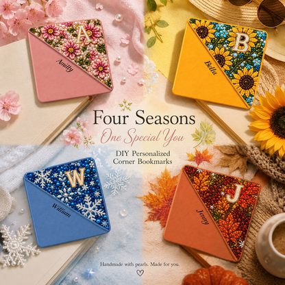 Personalized Initial Four Seasons Diamond Painting Corner Bookmark Kit